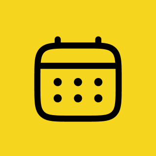 Calendar icon on yellow background.